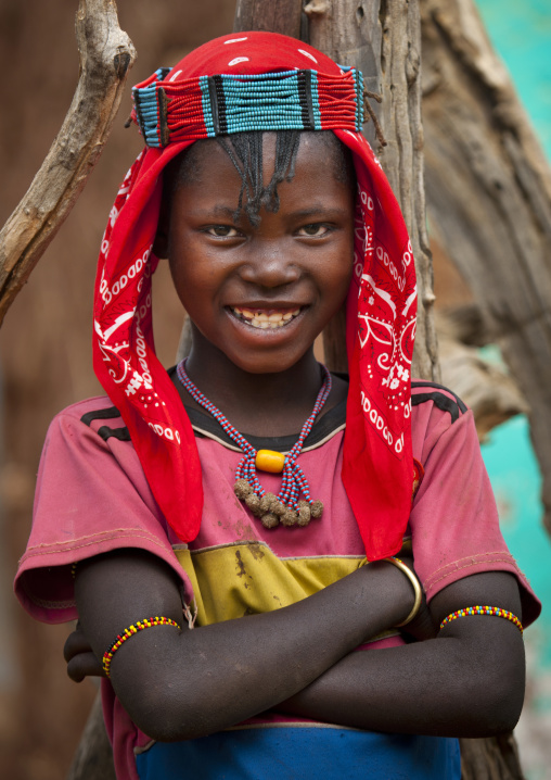 Red Scarf Teenage Banna Girl Portrait Ethiopia