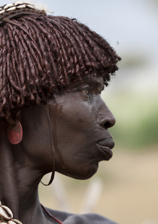 Profile Portrait Of Ochre Dyed Bana Woman Ethiopia