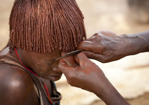 Ochred Braids Haircut Of Woman Ethiopia