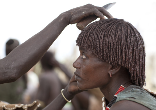 Ochred Braids Haircut Of Banna Woman Ethiopia