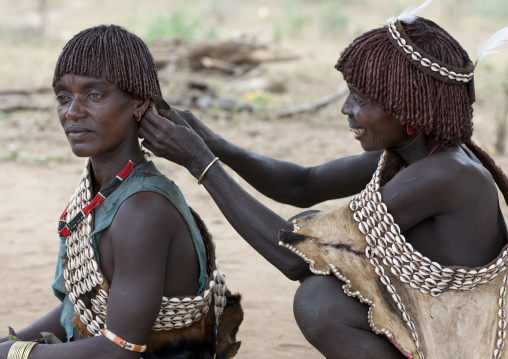 Ochre Dyed Locks Haircut Of Banna Woman Ethiopia