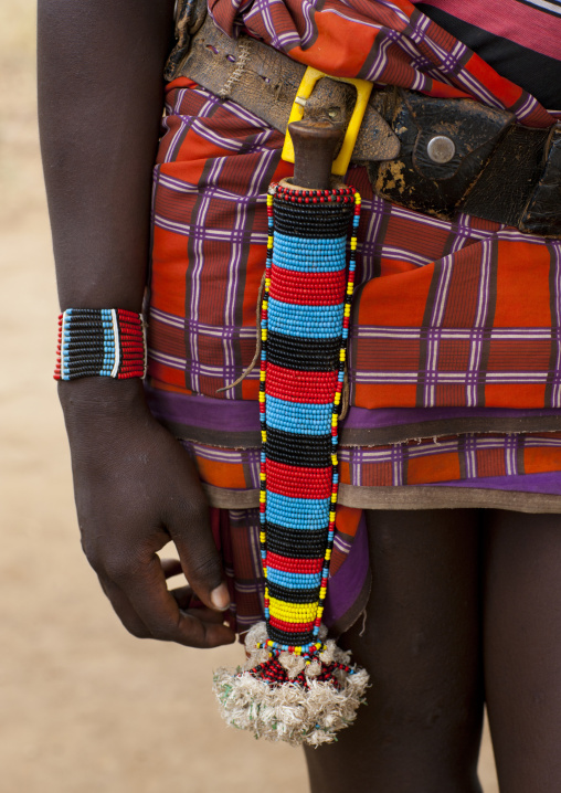 Detail Of Banna Woman Loincloth And Beaded Dagger Case On Belt Ethiopia
