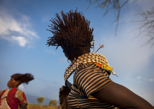 Banna Woman Agitating Her Hair Bull Jumping Ceremony Ethiopia