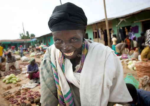 Senior woman with broad smile on jinka market Ethiopia