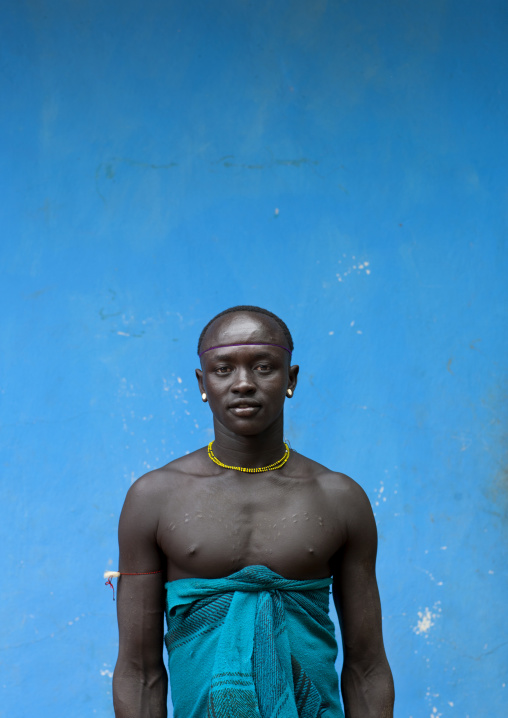 Bodi Man Portrait With Scarified Pectorals Ethiopia