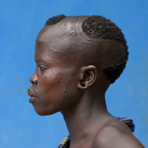 Original Hairstyle Bodi Woman Profile Portrait Hana Mursi Village Omo Valley Ethiopia