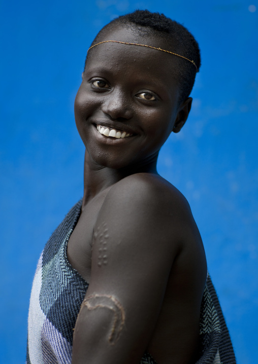 Bodi Smiling Woman With Scarification Portrait Ethiopia