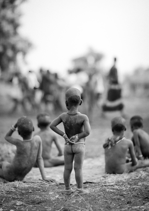 Little Bodi Boy Standing Amidst Others Omo Valley Ethiopia