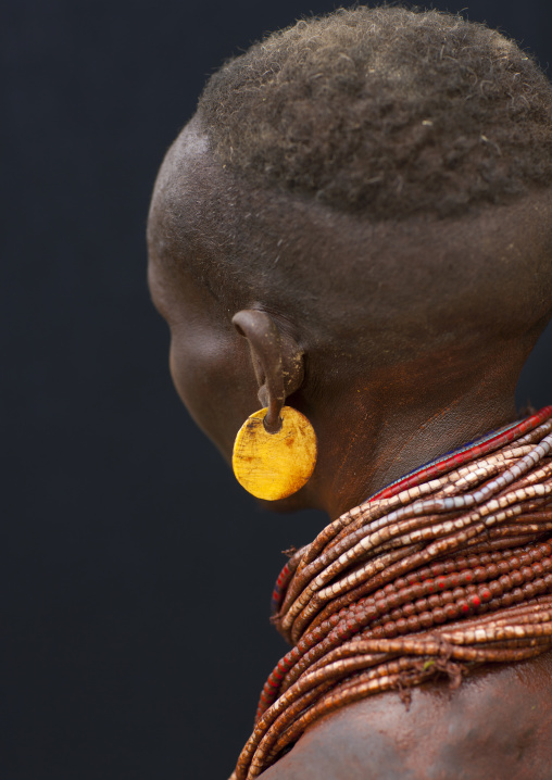 Head Of Karo Woman Wearing Earrings And Original Hairstyle Ethiopia