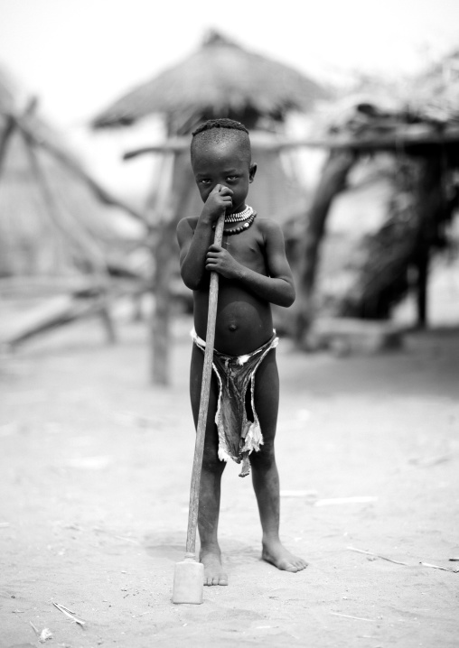 Baby Standing In The Middle Of Karo Village  Omo Valley Ethiopia
