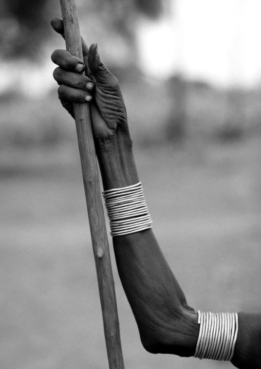 Dassanech Woman Arm And Wooden Stick With Bracelets Omo Valley Ethiopia