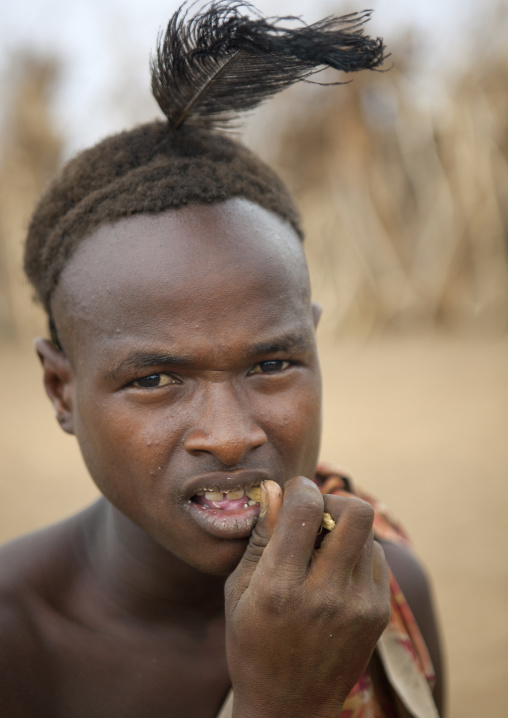 Young Dassanech Man Portrait With Concerned Look Omorate Ethiopia