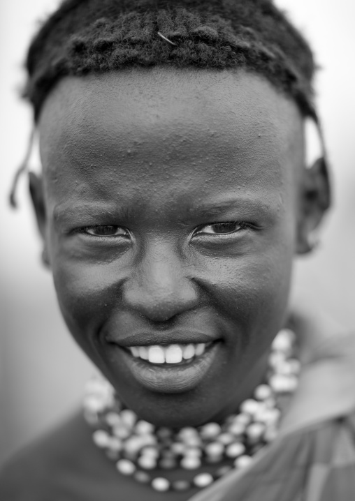 Young Dassanech Woman Portrait With Concerned Look Omorate Ethiopia