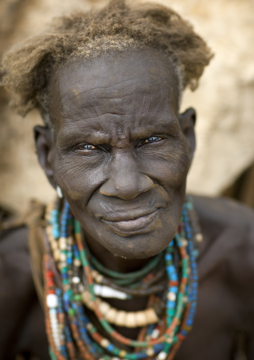 Senior Dassanech Woman With Expressive Look Portrait Omo Valley Ethiopia