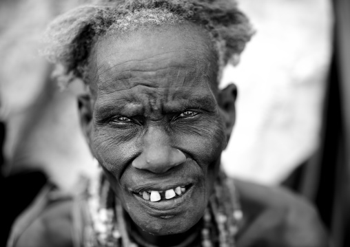 Senior Dassanech Woman With Expressive Look Portrait Omo Valley Ethiopia