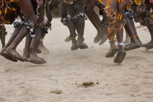 Legs Of Hamer People Dancing Jumping At The Same Time Omo Valley Ethiopia
