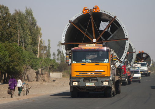 Transportation of materials for gibe hydroelectric facilities, Adama, Ethiopia