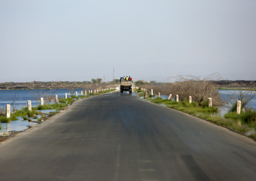Road Accross The Lake Basaka, Metehara, Ethiopia