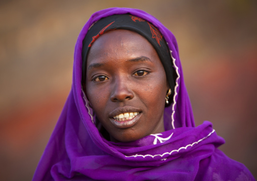 Portrait Of An Oromo Woman With Purple Scarf, Dire Dawa, Ethiopia