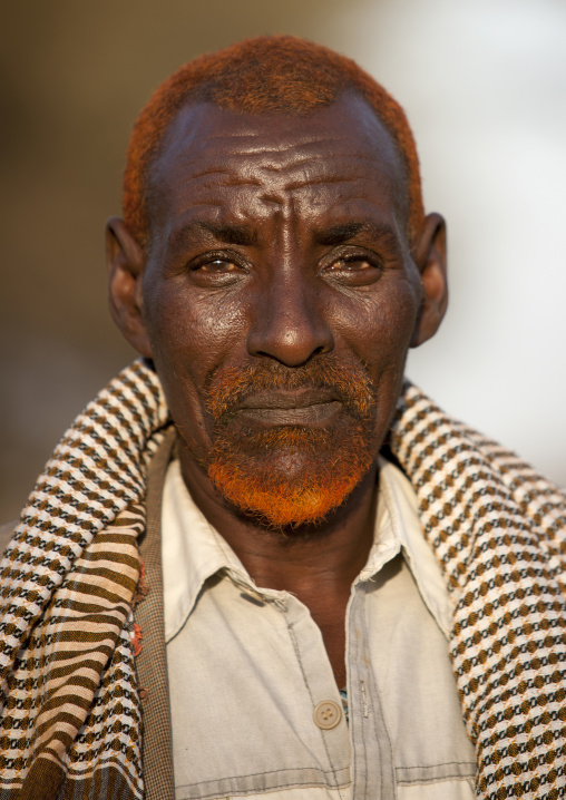 Portrait Of A Senior Karrayyu Tribe Man With Ginger Tainted Hair And Beared During Gadaaa Ceremony, Metahara, Ethiopia