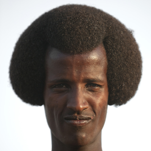 Portrait Of A Young And Smiling Karrayyu Tribe Warrior With Gunfura Hairstyle During Gadaaa Ceremony, Metahara, Ethiopia
