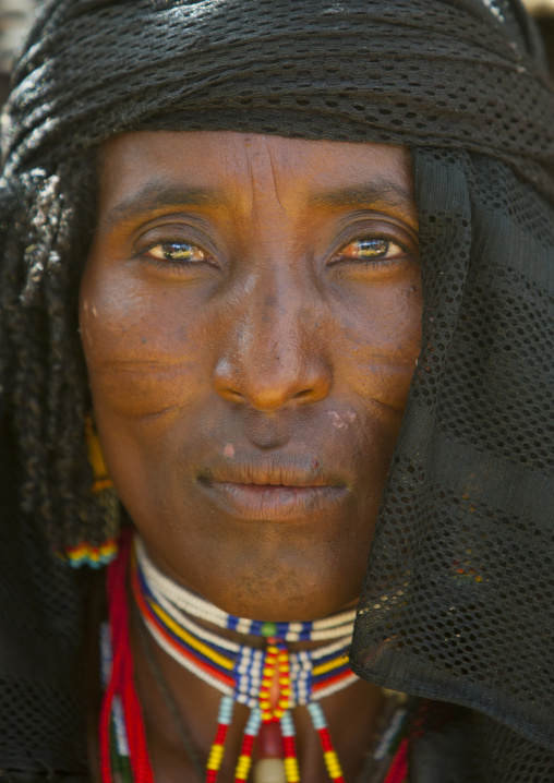 Close-up Portrait Of A Karrayyu Tribe Woman With Scarifications At Gadaaa Ceremony, Metehara, Ethiopia