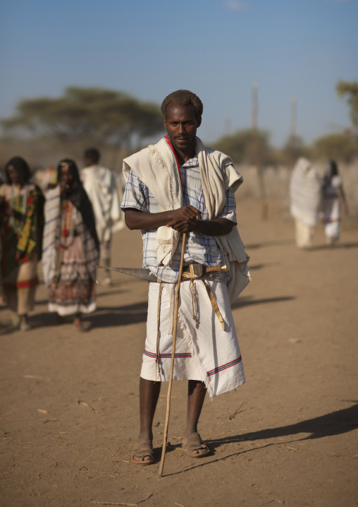 Portrait Of A Karrayyu Tribe Man With Gilee Dagger And Traditional Clothes During Gadaaa Ceremony, Metahara, Ethiopia