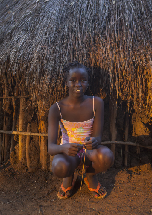 Anuak Tribe Girl In Abobo, The Former Anuak King Village, Gambela Region, Ethiopia