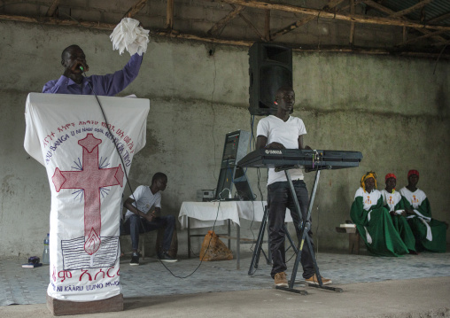 Preacher During A Catholic Sunday Church Service, Gambela, Ethiopia