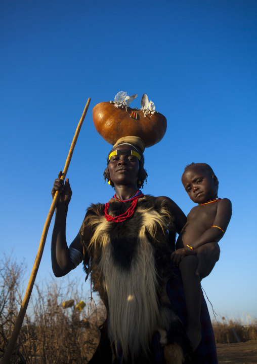Dassanech Tribe Mother And Baby, Omorate, Omo Valley, Ethiopia