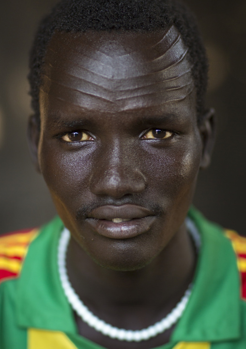 Nuer Tribe Man With Gaar Facial Markings, Gambela, Ethiopia