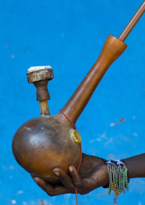 Woman Smoking A Waterpipe From Anuak Tribe, Gambela, Ethiopia