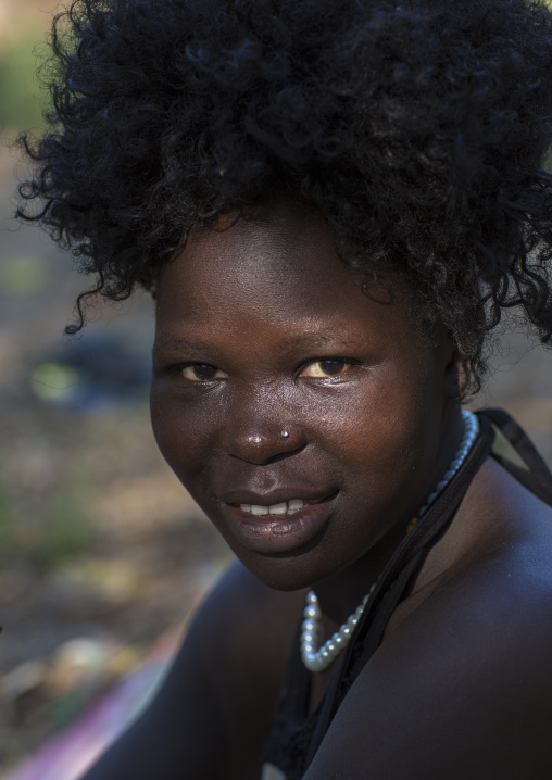 Anuak Woman With Afro Hair In Abobo, The Former Anuak King Village, Gambela Region, Ethiopia