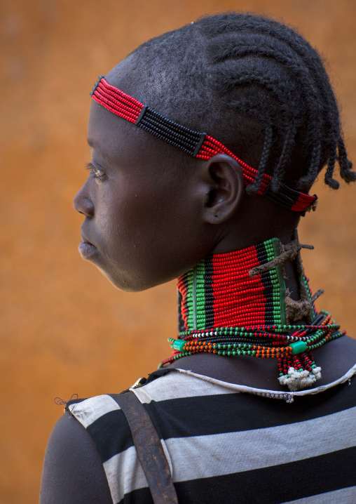 Hamer Tribe Girl In Traditional Outfit, Dimeka, Omo Valley, Ethiopia