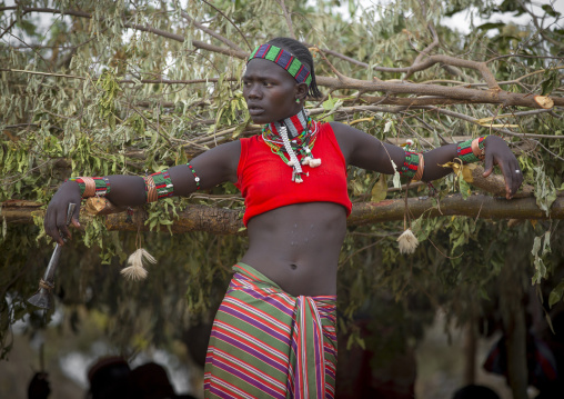 Bashada Tribe Woman During A Bull Jumping Ceremony, Dimeka, Omo Valley, Ethiopia