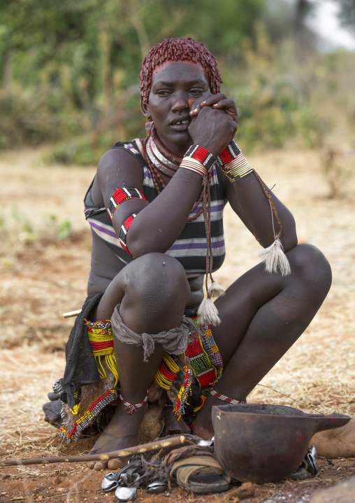 Bashada Tribe Woman Crying During A Bull Jumping Ceremony, Dimeka, Omo Valley, Ethiopia