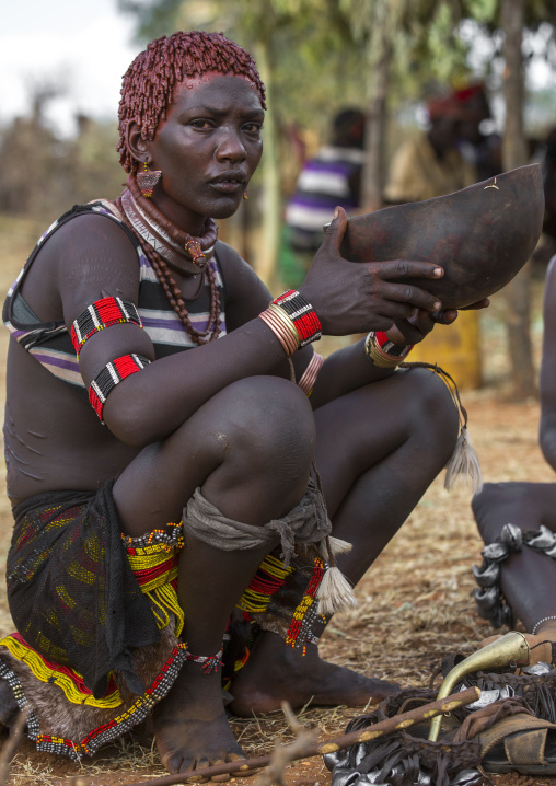 Bashada Tribe Woman Crying During A Bull Jumping Ceremony, Dimeka, Omo Valley, Ethiopia