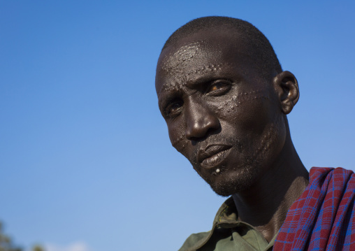 Topossa Tribe Man With Scarifications On His Face, Kangate, Omo Valley, Ethiopia