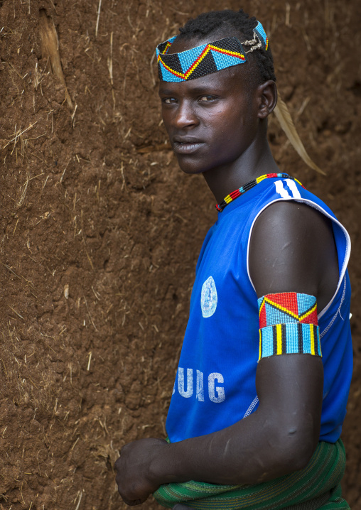 Bana Tribe Man With A Chelsea Football Shirt, Key Afer, Omo Valley, Ethiopia