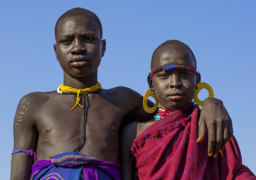 Portrait Of Bodi Tribe Young Men, Hana Mursi, Omo Valley, Ethiopia