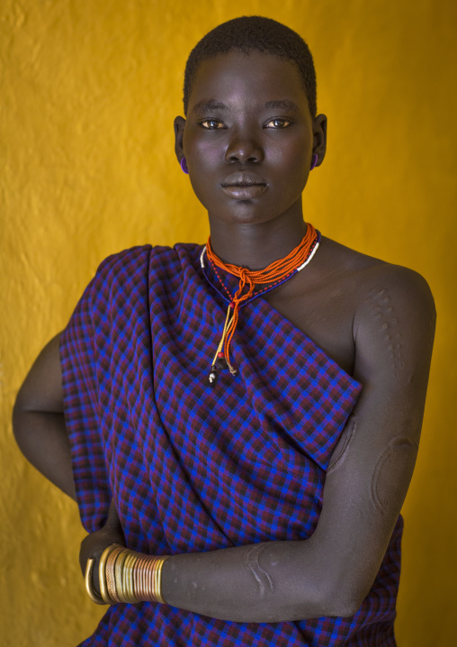Miss Kiboei Abebe, Beautiful Bodi Tribe Teenage Girl, Hana Mursi, Omo Valley, Ethiopia
