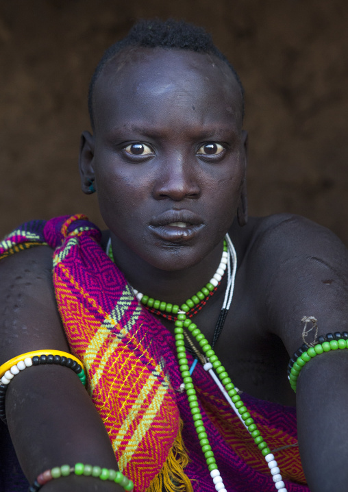 Portrait Of A Bodi Tribe Woman, Hana Mursi, Omo Valley, Ethiopia