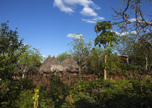 Konso Tribe Traditional Houses With Pots On The Top, Konso, Omo Valley, Ethiopia