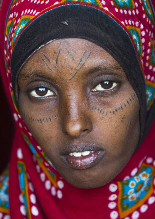 Afar Tribe Woman With Scarifications On Her Face, Assaita, Afar Regional State, Ethiopia