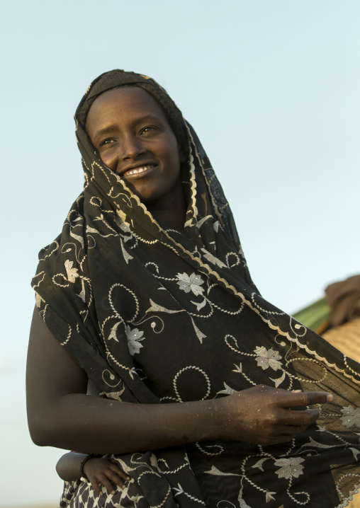 Afar Tribe Woman Putting Her Veil, Assaita, Afar Regional State, Ethiopia