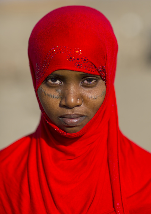 Afar Tribe Woman With Scarifications On Her Face, Assayta, Afar Regional State, Ethiopia