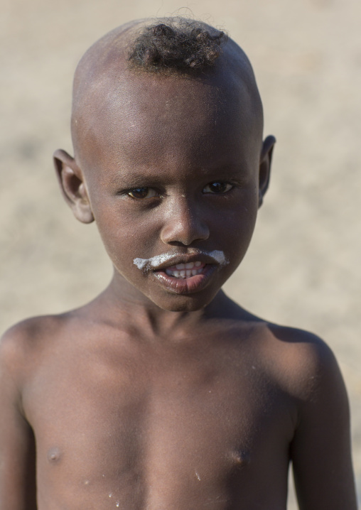 Afar Tribe Child With Camel Milk On The Mouth, Assayta, Ethiopia