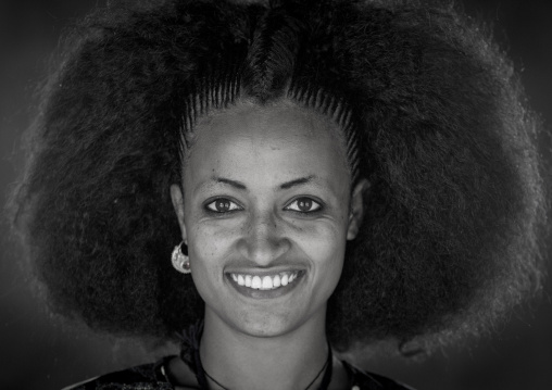 Beautiful Young Woman With Traditional Hairstyle, Lalibela, Ethiopia