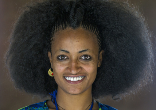 Beautiful Young Woman With Traditional Hairstyle, Lalibela, Ethiopia