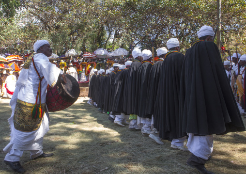 Ethiopian Orthodox Priests Celebrating The Colorful Timkat Epiphany Festival, Lalibela, Ethiopia